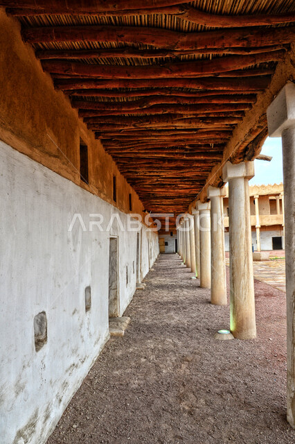 The architectural engineering art of the Kingdom’s palaces, an interior depiction of Al-Qashla Palace in the city of Hail, ancient historical monuments, a building in the style of the Najdi school, tourist places in Saudi Arabia