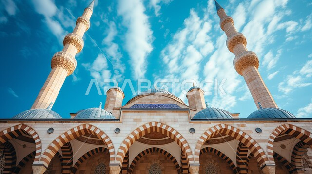 العبادة والطاعة والتقرب الى الله، الفن الهندسي المعماري لبناء المساجد في المملكة العربية السعودية، الديكورات والتصاميم الإسلامية، المآذن والقبب المبنية على الطراز العريق