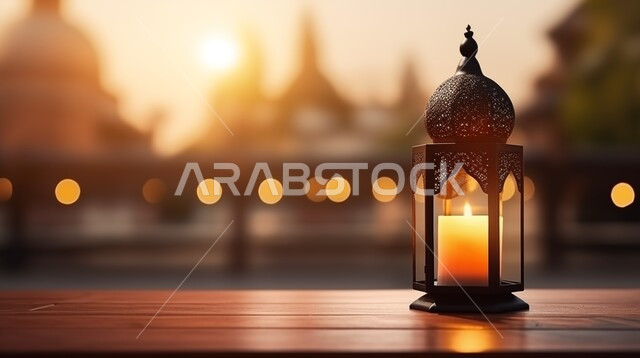 الفوانيس العربية المزخرفة المضيئة، الاجواء الرمضانية الروحانية، الاحتفال بقدوم شهر الخير, مفهوم العبادة والطاعة والتقرب الى الله، زينة وديكورات على الطراز العربي الاسلامي للاعياد والمناسبات الدينية