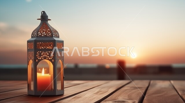 الفوانيس العربية المزخرفة المضيئة، الاجواء الرمضانية الروحانية، الاحتفال بقدوم شهر الخير, مفهوم العبادة والطاعة والتقرب الى الله، زينة وديكورات على الطراز العربي الاسلامي للاعياد والمناسبات الدينية