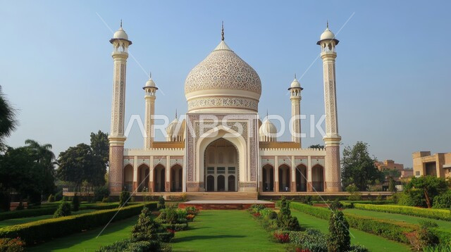 المآذن والقبب المبنية على الطراز العريق، مسجد محاط بأشجار النخيل والمساحات الخضراء، العبادة والطاعة والتقرب الى الله، الفن الهندسي المعماري لبناء المساجد في المملكة العربية السعودية، الديكورات والتصاميم الإسلامية، خلفية الطبيعة