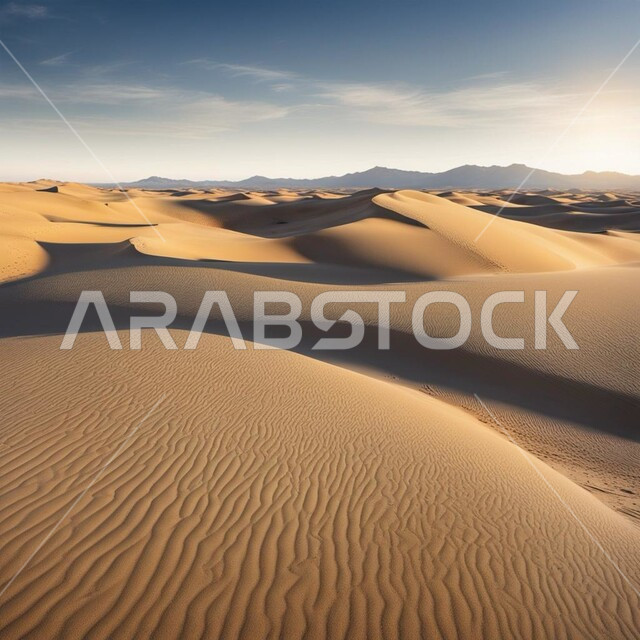  التكوينات والتشكلات الرملية في الصحاري، الجو القاسي والجاف في الأراضي القاحلة، المناظر الطبيعية والرمال الذهبية الناعمة في الصحراء في النهار، الكثبان الذهبية الناعمة والتضاريس الطبيعية في المملكة العربية السعودية، خلفية الطبيعة