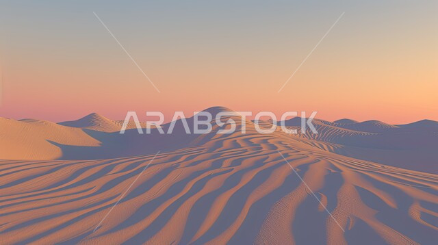 التكوينات والتشكلات الرملية في الصحاري، الجو القاسي والجاف في المناطق الصحراوية البرية، منظر الرمال الذهبية الناعمة في الصحراء، الكثبان والتضاريس الطبيعية في المملكة العربية السعودية، خلفية الطبيعة