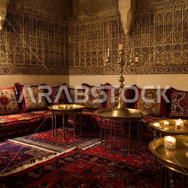 التمسك بالعادات والتقاليد العربية الغنية بالثقافة القديمة، ديكورات أثرية عريقة في المملكة العربية السعودية، الفن الهندسي المعماري على الطراز التقليدي للجلسات الشعبية، تصاميم المجلس السعودي بزخارف جدارية ثراثية، غرف استقبال الضيوف