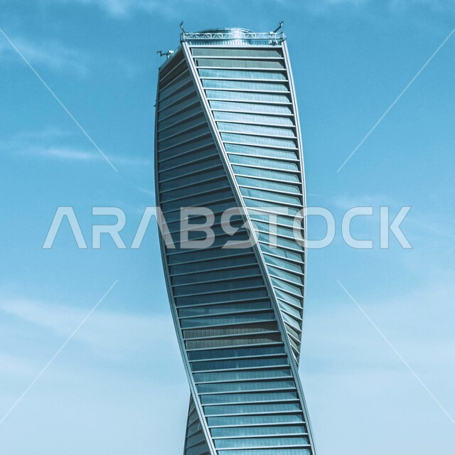 Urban growth and development, Al-Majdool Tower in Riyadh during the day, architectural engineering arts of skyscrapers in the Kingdom of Saudi Arabia, Riyadh tourist attractions, famous commercial buildings and towers