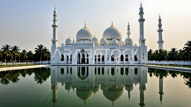 العبادة والطاعة والتقرب الى الله، الفن الهندسي المعماري لبناء المساجد في المملكة العربية السعودية، الديكورات والتصاميم الإسلامية، المآذن والقبب المبنية على الطراز العريق، انعكاس المسجد على المياه الصافية، الاهتمام بزراعة النباتات وأشجار النخيل الخضراء