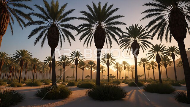 الاهتمام بالتشجير والحقول, محاصيل ومنتجات زراعية محلية وطنية, موسم الحصاد وجني التمور, المحميات الطبيعية في المملكة العربية السعودية, واحات ومزارع أشجار النخيل في المناطق الصحراوية