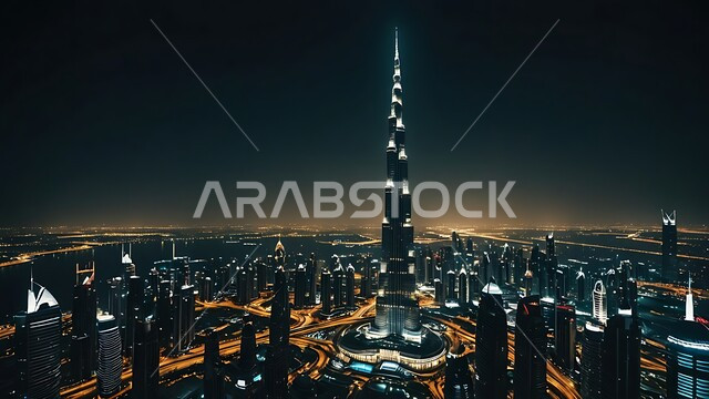 الاماكن السياحية المشهورة في الامارات العربية المتحدة, النمو والتطور العمراني في الخليج العربي, الفن الهندسي المعماري على الطراز الحديث للأبراج وناطحات السحاب, جذب واستقطاب السياح من انحاء العالم, برج خليفة المضيء ليلا