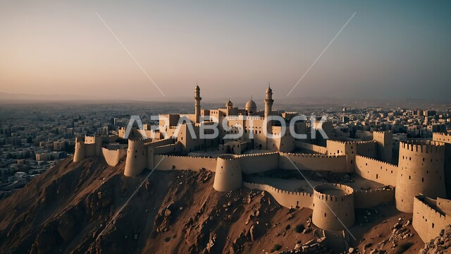 Architecture and ancient mud buildings from ancient heritage, historical civilization in Riyadh, Masmak Palace Museum in Riyadh, Kingdom of Saudi Arabia, tourist places and landmarks in Saudi Arabia