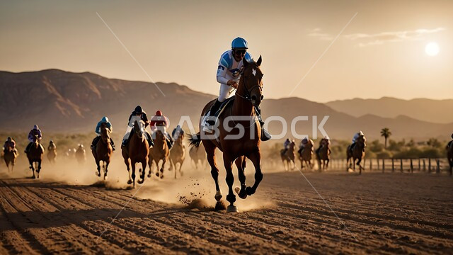 رمز الفروسية والشجاعة، مزارع لتربية وتدريب وترويض الخيول، فرسان عرب خليجيين سعوديين يمتطون الأحصنة في ميدان السباق، أنشطة ورياضات ترفيهية ممتعة، هواية ركوب الخيل في المناطق الصحراوية و المحميات الطبيعية في المملكة العربية السعودية