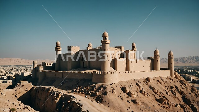 The architectural art of mud buildings from ancient heritage, the ancient civilization of tourist and visitor attractions, the historic Masmak Palace Museum in Riyadh, Saudi Arabia, distinctive tourist landmarks