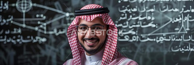 التحديق وشرود الذهن، الشعور بالفرح والسرور، التأمل والتخطيط للمستقبل، الأناقة والاهتمام بالمظهر الخارجي، مفهوم الثقة بالنفس والرجولة، صورة مقربة لرجل سعودي عربي خليجي مبتسم يرتدي الثوب التقليدي والشماغ ينظر إلى الكاميرا بايماءات السعادة