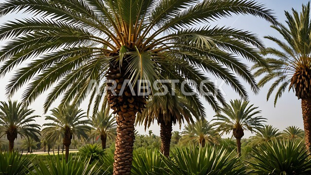 مفهوم الإنتاج المحلي والاكتفاء الذاتي، مزارع النخيل في السعودية، جودة المنتجات المحلية الوطنية، موسم حصاد التمور وزراعة الأشجار، صورة مقربة لاوراق شجر التمر، الاهتمام بالزراعة والغطاء النباتي في المملكة العربية، خلفية الطبيعة