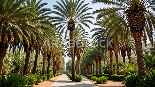 الاهتمام بالزراعة والغطاء النباتي في المملكة العربية، حدائق ومزارع النخيل في السعودية، مفهوم الإنتاج المحلي والاكتفاء الذاتي، جودة المنتجات المحلية الوطنية، موسم حصاد التمور وزراعة الأشجار، خلفية الطبيعة 