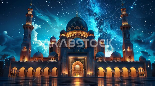 الفن الهندسي المعماري لبناء المساجد في المملكة العربية السعودية, أماكن إسلامية مقدسة، نداء المسلمين لأداء الفرائض والصلوات, العبادة والتقرب الى الله, الديكورات والتصاميم الخارجية الحديثة لبناء مسجد, القبب والمآذن المضيئة ليلا