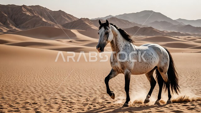إتباع تقاليد الأجداد برعاية وتربية الجياد، توارث شغف وحب الخيل السعودي وعلاقة أبناء الوطن به، صورة مقربة  لحصان عربي أصيل ابيض اللون، محميات طبيعية لتربية الخيول, رمز الفروسية والشجاعة