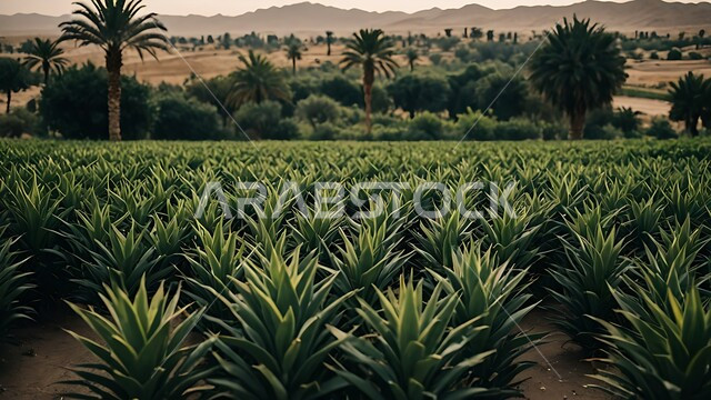 Afforestation and interest in agriculture, a natural reserve in the desert for planting palm trees, local national crops and products, farms and agricultural lands in the Kingdom of Saudi Arabia