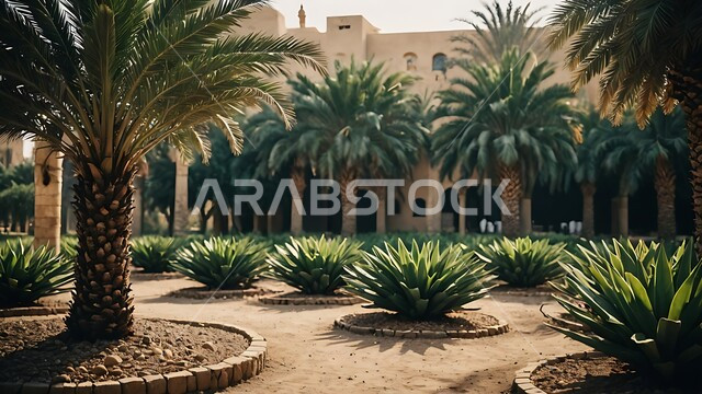   حقول أشجار النخيل المثمرة في المملكة العربية السعودية، مزارع إنتاج التمور، محاصيل ومنتجات وطنية محلية، الأراضي الزراعية و المحميات الطبيعية الخصبة، الاهتمام بالتشجير والزراعة، الرمال الذهبية الناعمة