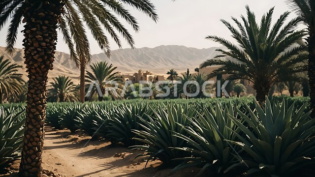   حقول أشجار النخيل المثمرة في المملكة العربية السعودية، مزارع إنتاج التمور، محاصيل ومنتجات وطنية محلية، الأراضي الزراعية و المحميات الطبيعية الخصبة، الاهتمام بالتشجير والزراعة، الرمال الذهبية الناعمة