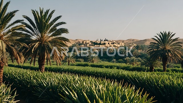   محاصيل ومنتجات وطنية محلية، حقول أشجار النخيل المثمرة في المملكة العربية السعودية، مزارع إنتاج التمور، الأراضي الزراعية و المحميات الطبيعية الخصبة، الاهتمام بالتشجير والزراعة، الرمال الذهبية الناعمة
