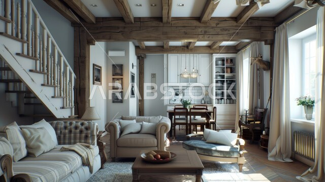 تحف واكسسوارات عصرية مميزة، التصاميم الأنيقة لغرف الجلوس المريحة على الطراز الحديث الواجهات والنوافذ الزجاجية الكبيرة، الديكورات الداخلية للفلل والشقق السكنية في المملكة العربية السعودية، غرفة معيشة مع آثاث منزلي فاخر 