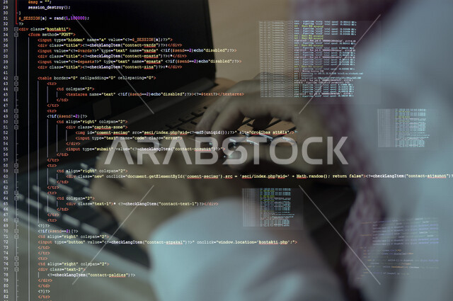 شاب سعودي خليجي يعمل في وظيفة مطور ويب، استخدام لغات البرمجة، تطوير وبناء المواقع والتطبيقات الالكترونية، اكواد وخوارزميات، تقنيات وحاسوب