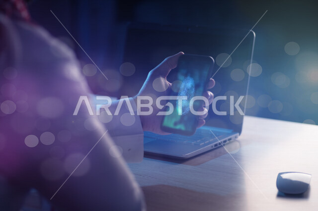 A Saudi Arabian Gulf man develops mobile screen lock software, smartphone protection and lock, preventing smart devices from penetration, mobile screen lock system using fingerprint