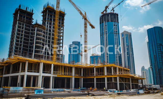 إنشاء الأساسات والهياكل للمشروعات السكنية والمصانع الحديثة، التطور المعماري والحضاري في المملكة العربية السعودية، مفهوم تحسين البنية التحتية للبلاد، أعمال البناء والمقاولات والتطوير العقاري، تشييد المباني والمشاريع الضخمة، إقامة الأبراج وناطحات السحاب المعاصرة