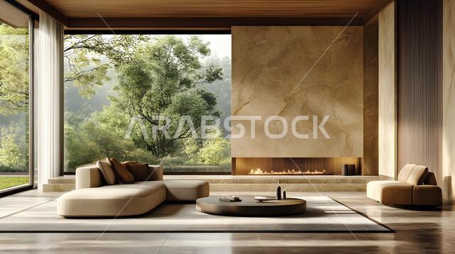  التصاميم الأنيقة لغرف الجلوس المريحة على الطراز الحديث، غرفة معيشة مع أثاث منزلي فاخر، الديكورات الداخلية الراقية للفلل والشقق السكنية في المملكة العربية السعودية، اكسسوارات وتحف عصرية