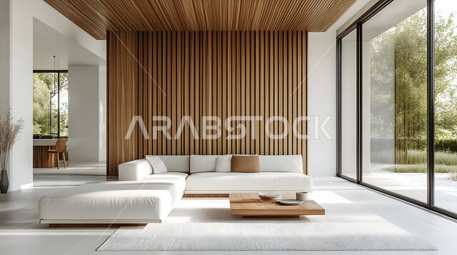  التصاميم الأنيقة لغرف الجلوس المريحة على الطراز الحديث، غرفة معيشة مع أثاث منزلي فاخر، الديكورات الداخلية الراقية للفلل والشقق السكنية في المملكة العربية السعودية، اكسسوارات وتحف عصرية