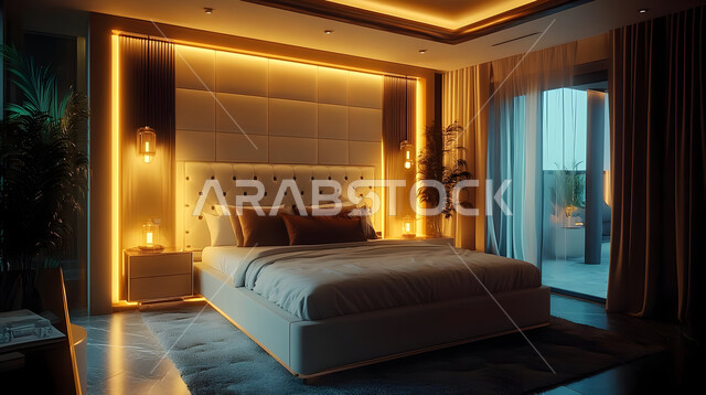  سرير مريح بألوان هادئة، استخدام الطراز الفني الأنيق في الأثاث المنزلي، الديكورات العصرية لغرف النوم، تصاميم داخلية متميزة للفلل والشقق السكنية في المملكة العربية السعودية، اكسسوارات منزلية داخلية راقية