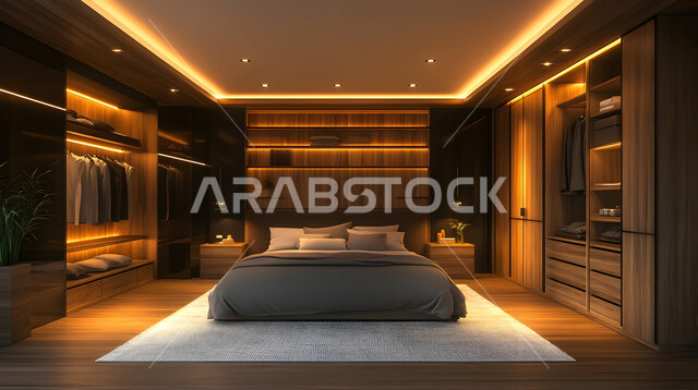  الديكورات العصرية لغرف النوم، تصاميم داخلية متميزة للفلل والشقق السكنية في المملكة العربية السعودية، اكسسوارات منزلية داخلية راقية، سرير مريح بألوان هادئة، استخدام الطراز الفني الأنيق في الأثاث المنزلي