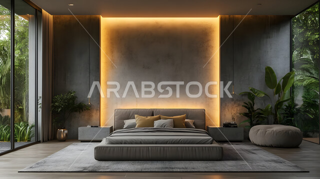 استخدام الطراز الفني الأنيق في الأثاث المنزلي، الديكورات العصرية لغرف النوم، تصاميم داخلية متميزة للفلل والشقق السكنية في المملكة العربية السعودية، سرير مريح بألوان هادئة، اكسسوارات منزلية داخلية راقية