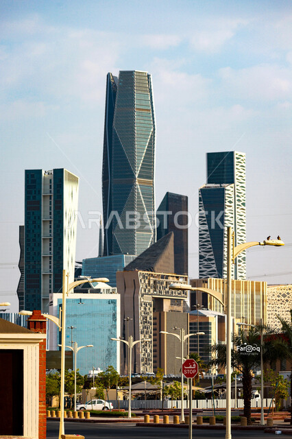 A picture of the King Abdullah Financial District (KAFED) in the city of Riyadh, the financial city in the Kingdom of Saudi Arabia, the main destination for money and business in the city, towers and skyscrapers in Riyadh