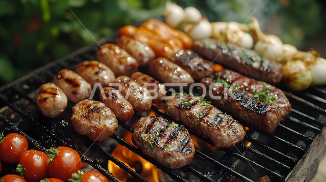 Grilled chicken recipes with various flavors, restaurants for oriental Arabic cuisine, a close-up of pieces of meat and vegetables on skewers, healthy foods and meals, delicious hot lamb meals, the art of presentation in Saudi kitchens