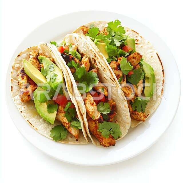 فنون التقديم في مطاعم ومطابخ المملكة العربية السعودية، المأكولات العربية الشرقية، صورة مقربة لساندويش شاورما على طبق أبيض مع الخضراوات الطازجة، وجبات الطعام السريعة الشهية، وصفات وأطعمة متميزة، خلفية بيضاء