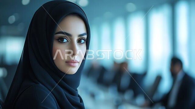 الأناقة و الاهتمام بالمظهر الخارجي, مفهوم الأنوثة و النعومة والشياكة, صورة مقربة لشابة عربية خليجية سعودية مبتسمة ترتدي الحجاب تنظر إلى الكاميرا بإيماءات البشاشة و الثقة بالنفس،  أزياء محجبات عصرية حديثة
