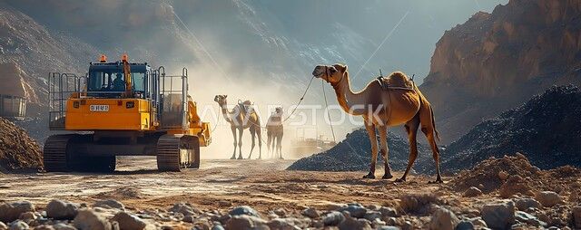 مفهوم الهندسة الإنشائية وتحسين البنية التحتية، أعمال البناء والمقاولات والتطوير العقاري في الأحياء الشعبية، إنشاء الأساسات والهياكل لتشييد لمشروعات السكنية والمصانع، الاهتمام بتربية  ورعاية الجمال، حيوانات الإبل في موقع العمل، استخدام الرافعات والآلات الثقيلة