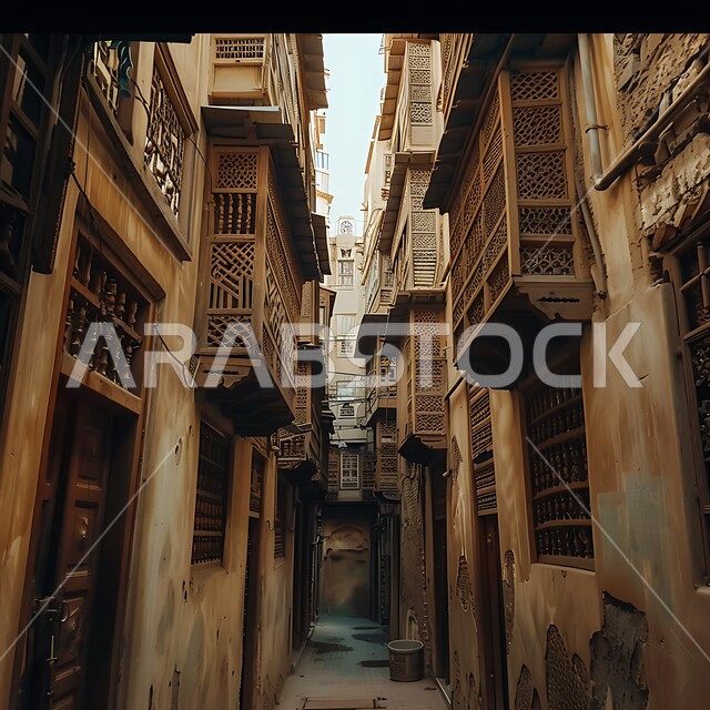 المدينة التاريخية في جدة بتصميم معماري عربي و إسلامي قديم ، أماكن سياحية تاريخية في المملكة العربية السعودية ، معالم تاريخية في جدة البلد ، مدينة جدة التاريخية ، المباني الأثرية في البلد التاريخي في مدينة جدة