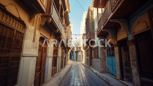 المدينة التاريخية في جدة بتصميم معماري عربي و إسلامي قديم ، أماكن سياحية تاريخية في المملكة العربية السعودية ، معالم تاريخية في جدة البلد ، مدينة جدة التاريخية ، المباني الأثرية في البلد التاريخي في مدينة جدة