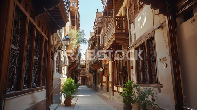 المدينة التاريخية في جدة بتصميم معماري عربي و إسلامي قديم ، أماكن سياحية تاريخية في المملكة العربية السعودية ، معالم تاريخية في جدة البلد ، مدينة جدة التاريخية ، المباني الأثرية في البلد التاريخي في مدينة جدة
