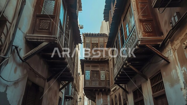 المدينة التاريخية في جدة بتصميم معماري عربي و إسلامي قديم ، أماكن سياحية تاريخية في المملكة العربية السعودية ، معالم تاريخية في جدة البلد ، مدينة جدة التاريخية ، المباني الأثرية في البلد التاريخي في مدينة جدة