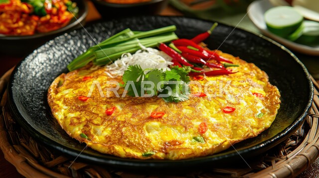 المأكولات المغذية السريعة, الاومليت اللذيذ الغني بالبروتين, وجبات الفطور الصباحية الصحية, صورة مقربة لطبق البيض المقلي مع الخضراوات, الأساليب الفنية في تقديم الطعام في مطاعم المملكة العربية السعودية, أغذية ذات قيمة غذائية عالية