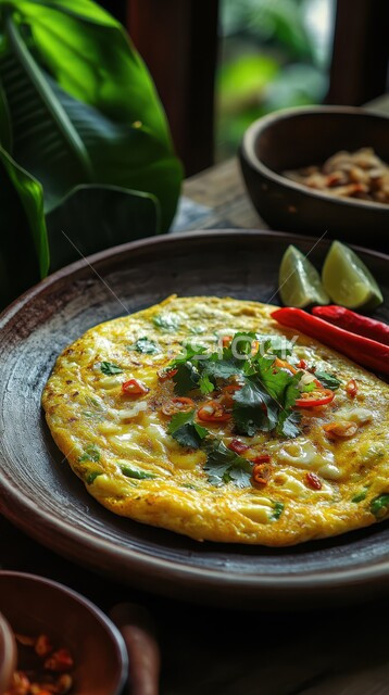 الأساليب الفنية في تقديم الطعام في مطاعم المملكة العربية السعودية, أغذية ذات قيمة غذائية عالية, المأكولات المغذية السريعة, الاومليت اللذيذ الغني بالبروتين, وجبات الفطور الصباحية الصحية, صورة مقربة لطبق البيض المقلي مع الخضراوات