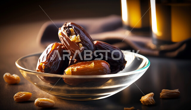 وجبة ذات قيمة غذائية عالية، صورة مقربة لطبق من التمر السكري الصحي، ضيافة رمضانية تقليدية، جودة المنتجات المحلية الوطنية في المملكة, التمور الصحية الشهية, الثمار والمحاصيل الزراعية السعودية