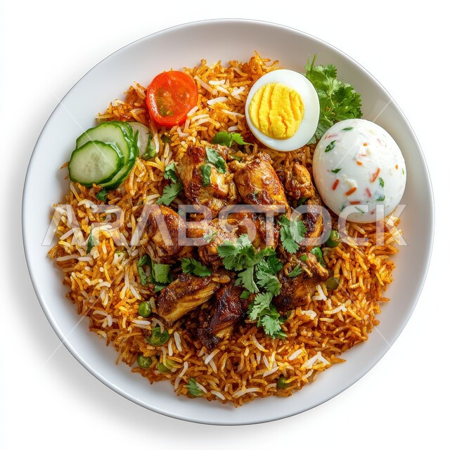 ولائم وأطباق عربية تقليدية شعبية، طبق من أرز الكبسة مع قطع اللحم المزين بالفلفل و البقدونس، وصفات الطعام الشهية، المأكولات والوجبات الشرقية، مطابخ ومطاعم المملكة العربية السعودية