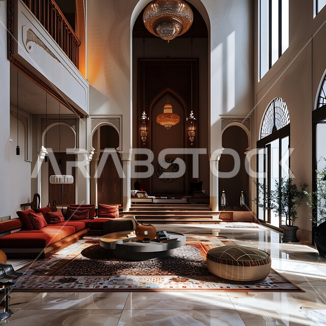 التصاميم الأنيقة لغرف الجلوس المريحة على الطراز الكلاسيكي، غرفة معيشة مع أثاث منزلي فاخر بالألوان الراقية، الديكورات الداخلية الراقية للفلل والشقق السكنية في المملكة العربية السعودية، اكسسوارات وتحف عصرية