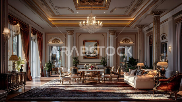 Modern interior home decor for living room, luxury modern designs, high-end home furniture, residential apartments and villas in Saudi Arabia, modern style living room interior decor