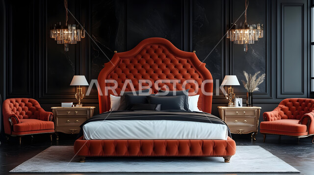 ديكورات منزلية داخلية حديثة لغرفة نوم، تصاميم عصرية فاخرة، أثاث منزلي راقي، شقق وفلل سكنية في المملكة العربية السعودية, ديكور داخلي للغرف على الطراز الحديث