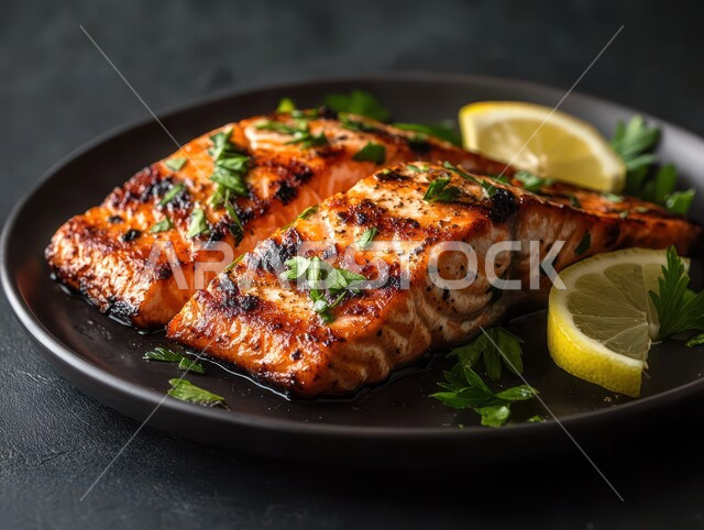 مهارة إعداد الأصناف المتنوعة من الأسماك في المطبخ السعودي، طبق فيليه سمك السلمون المشوي المدخن مع الخضار، وجبات الطعام الشهية الشرقية، فنون التقديم في مطاعم المملكة العربية السعودية، وصفات وأطباق لذيذة للمأكولات البحرية